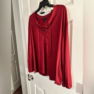 TORRID TEXTURE JERSEY LACE UP DROP SHOULDER TOP SIZE LARGE